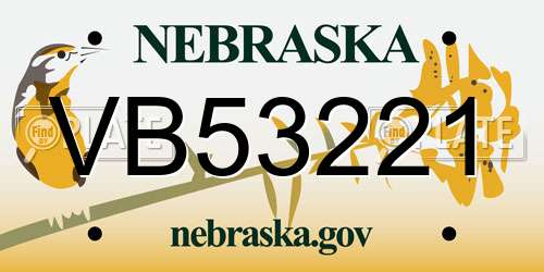VB53221 Nebraska License Plate