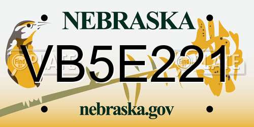 VB5E221 Nebraska License Plate