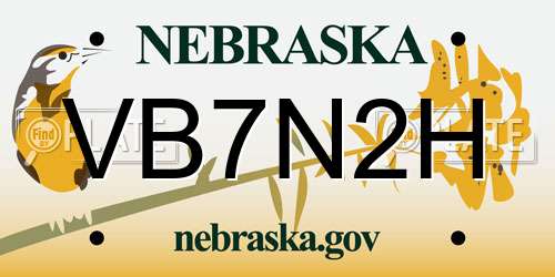 VB7N2H Nebraska License Plate