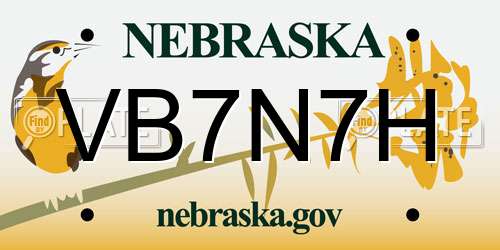VB7N7H Nebraska License Plate