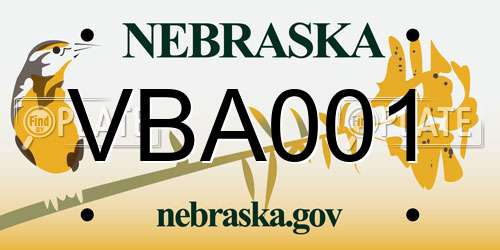 VBA001 Nebraska License Plate