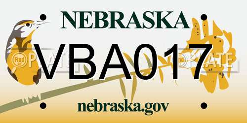 VBA017 Nebraska License Plate