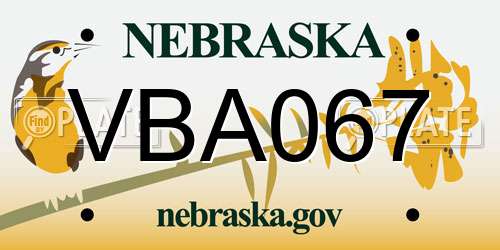 VBA067 Nebraska License Plate