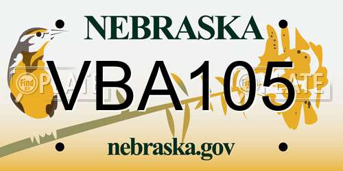 VBA105 Nebraska License Plate