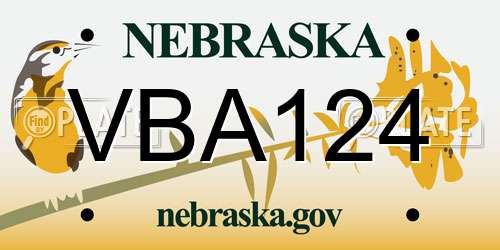 VBA124 Nebraska License Plate