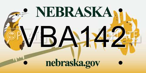 VBA142 Nebraska License Plate