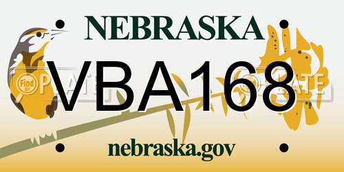 VBA168 Nebraska License Plate