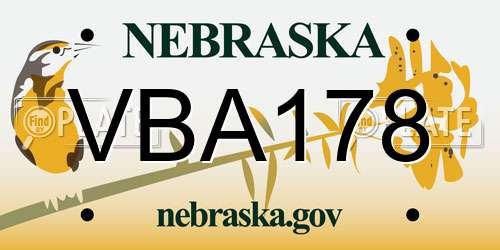 VBA178 Nebraska License Plate