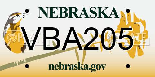 VBA205 Nebraska License Plate