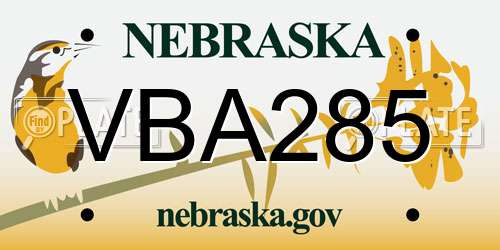 VBA285 Nebraska License Plate