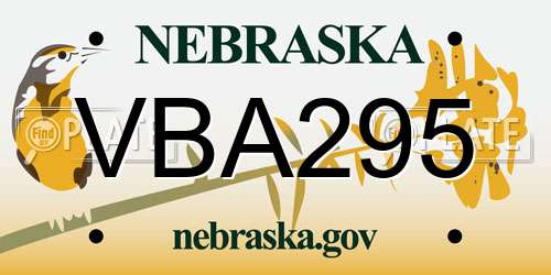 VBA295 Nebraska License Plate