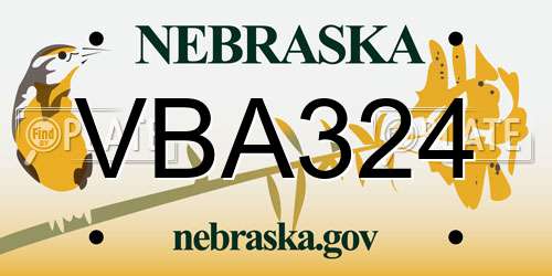 VBA324 Nebraska License Plate