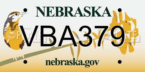 VBA379 Nebraska License Plate
