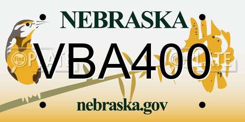 VBA400 Nebraska License Plate