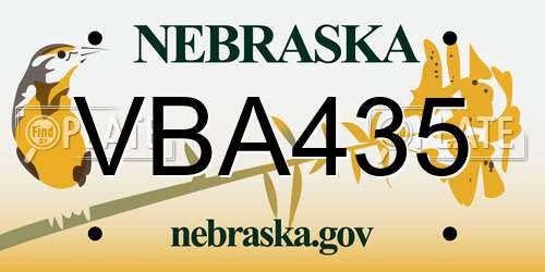 VBA435 Nebraska License Plate