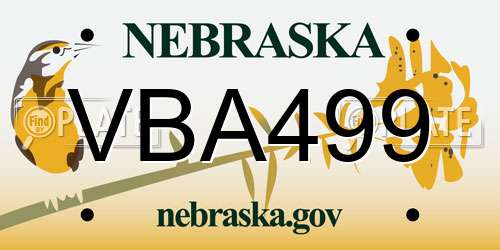 VBA499 Nebraska License Plate