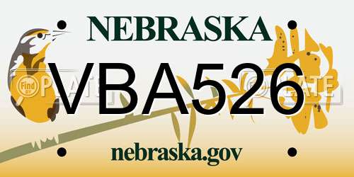 VBA526 Nebraska License Plate