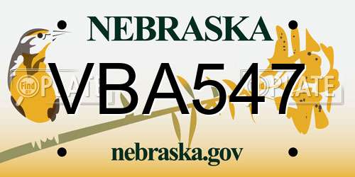 VBA547 Nebraska License Plate