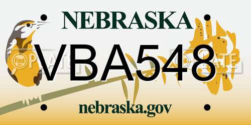 VBA548 Nebraska License Plate