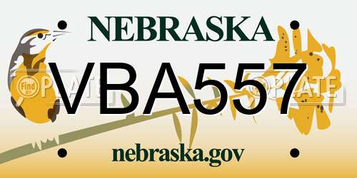 VBA557 Nebraska License Plate
