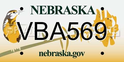 VBA569 Nebraska License Plate