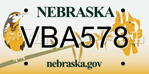 VBA578 Nebraska License Plate