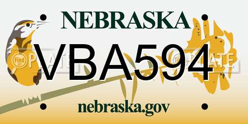 VBA594 Nebraska License Plate