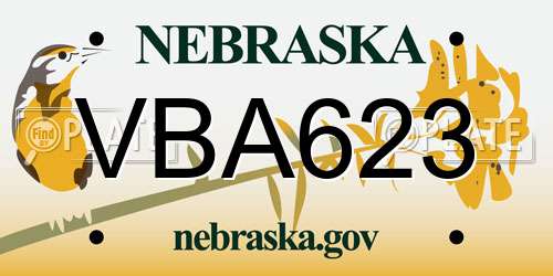 VBA623 Nebraska License Plate