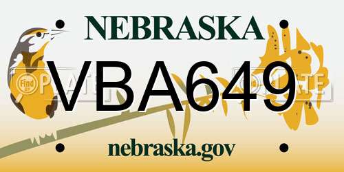 VBA649 Nebraska License Plate