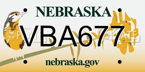 VBA677 Nebraska License Plate