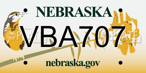VBA707 Nebraska License Plate