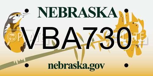 VBA730 Nebraska License Plate