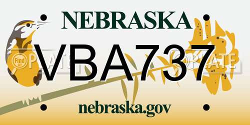 VBA737 Nebraska License Plate