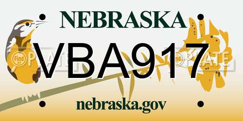 VBA917 Nebraska License Plate
