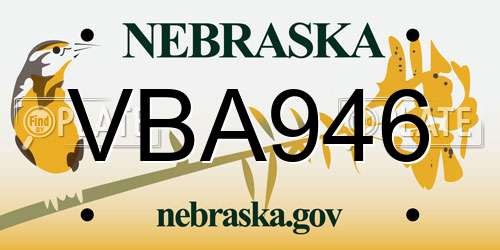 VBA946 Nebraska License Plate