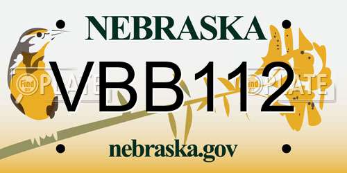 VBB112 Nebraska License Plate