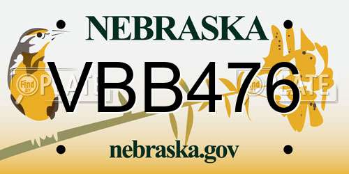 VBB476 Nebraska License Plate