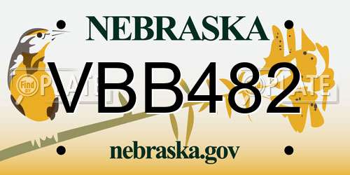VBB482 Nebraska License Plate
