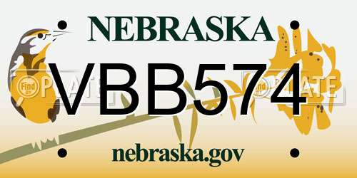 VBB574 Nebraska License Plate