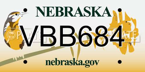 VBB684 Nebraska License Plate