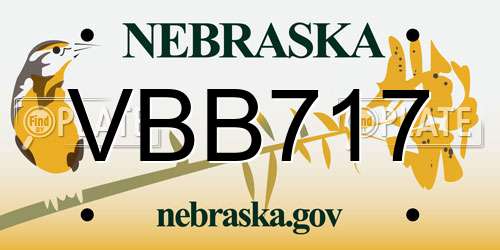 VBB717 Nebraska License Plate