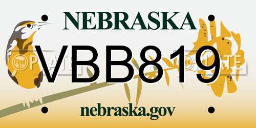VBB819 Nebraska License Plate