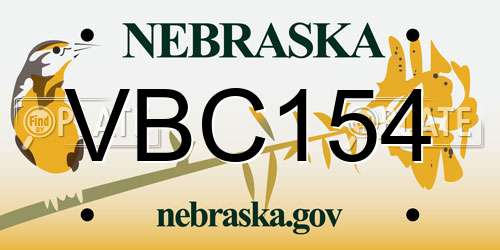 VBC154 Nebraska License Plate
