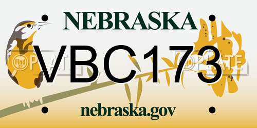 VBC173 Nebraska License Plate