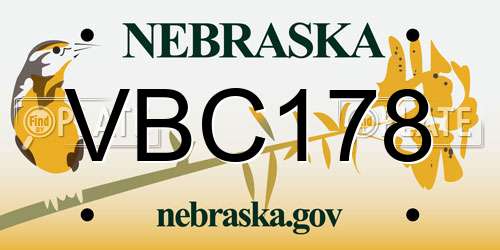 VBC178 Nebraska License Plate