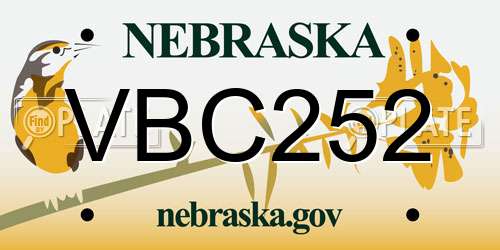 VBC252 Nebraska License Plate