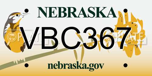 VBC367 Nebraska License Plate