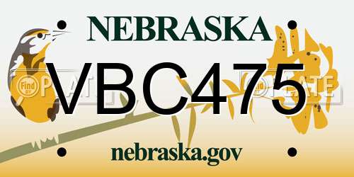VBC475 Nebraska License Plate