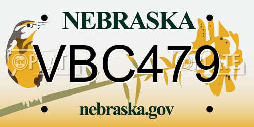 VBC479 Nebraska License Plate