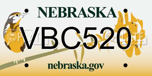 VBC520 Nebraska License Plate